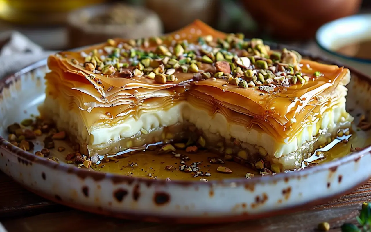 honey pistachio baklava cheesecake