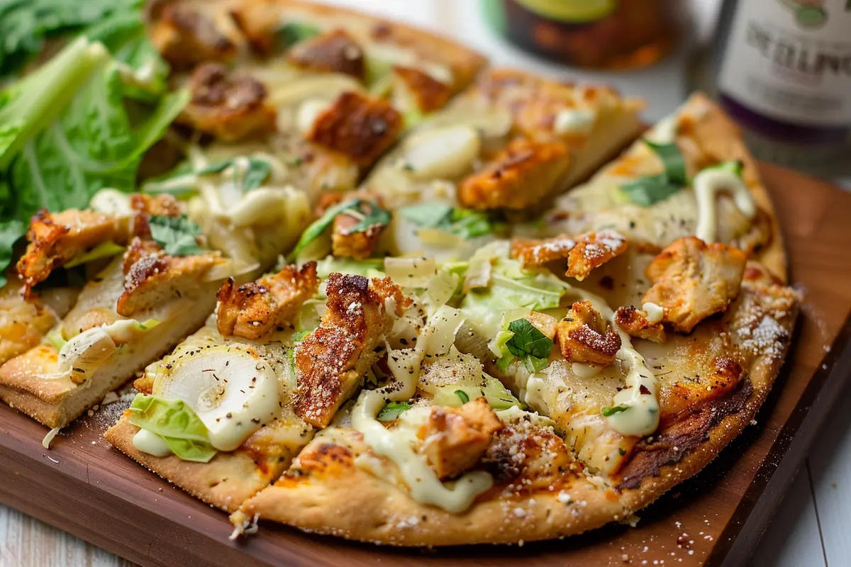 Chicken Crust Caesar Salad Pizza